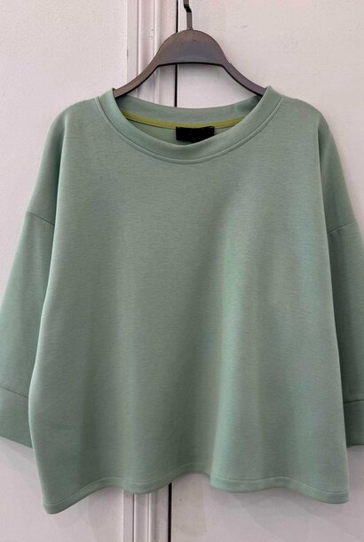 Ridge fine viscose boxy s/s sweater Matcha Green