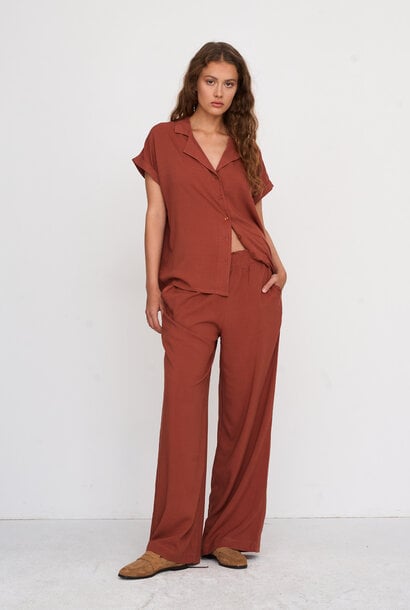 Nolo plain viscose pant Rust