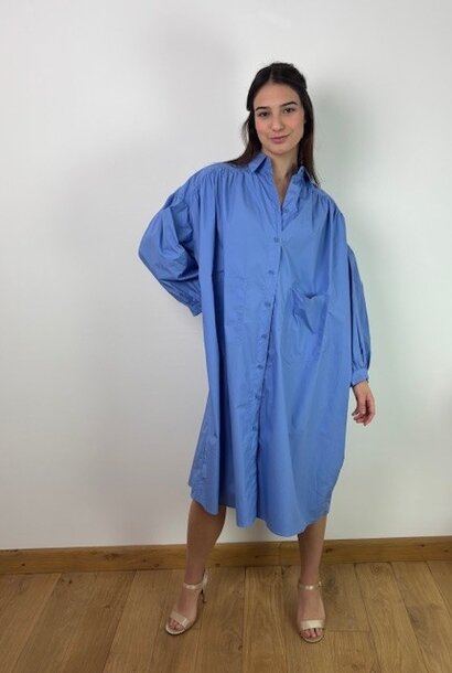 Laya loose popeline midi shirtdress Sky Blue