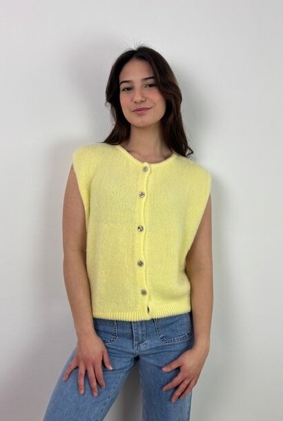 Bouna Alpaca sleeveless cardigan gilet Soft Yellow