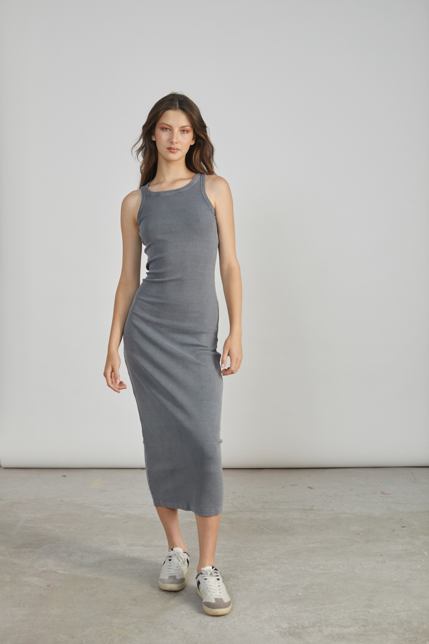 Shealla ribbed minimal tube dress Grey-1