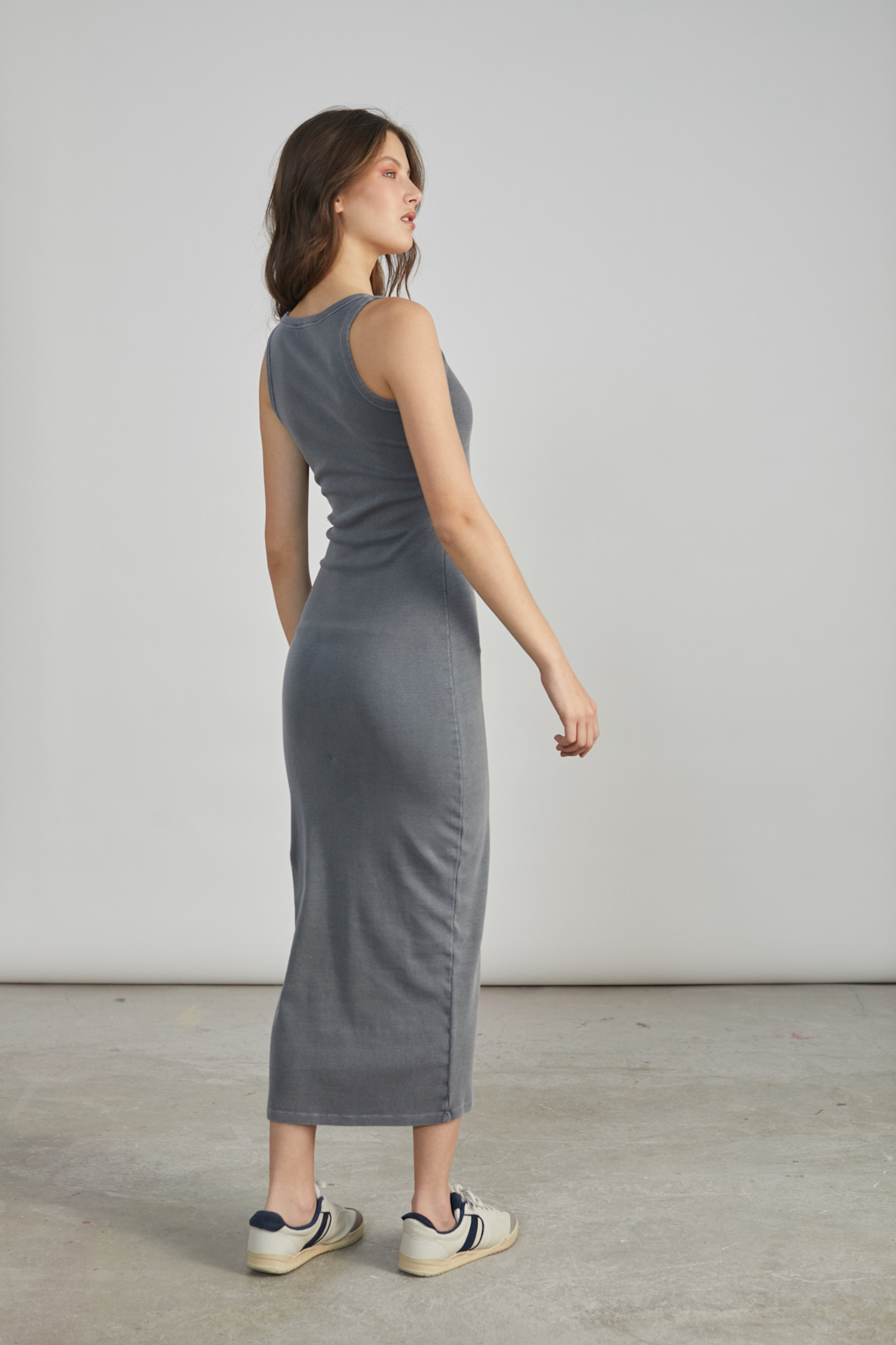 Shealla ribbed minimal tube dress Grey-4