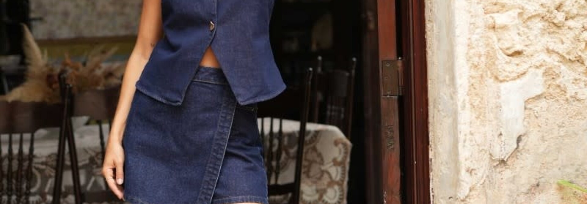 Jadene denim skirt short Dark Blue