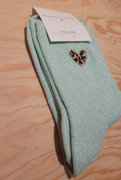 Leo heart sparkle socks Green