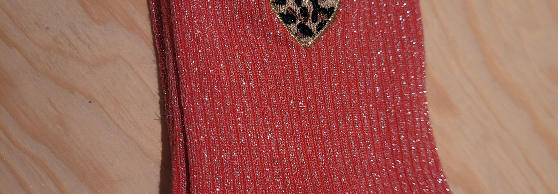 Leo heart sparkle socks Red