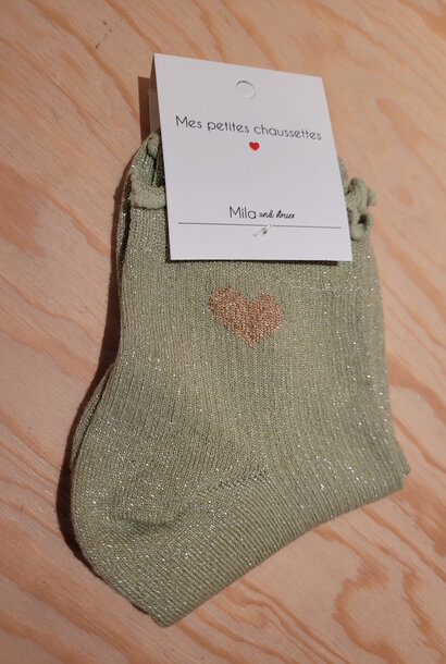 Frill heart short socks Matcha