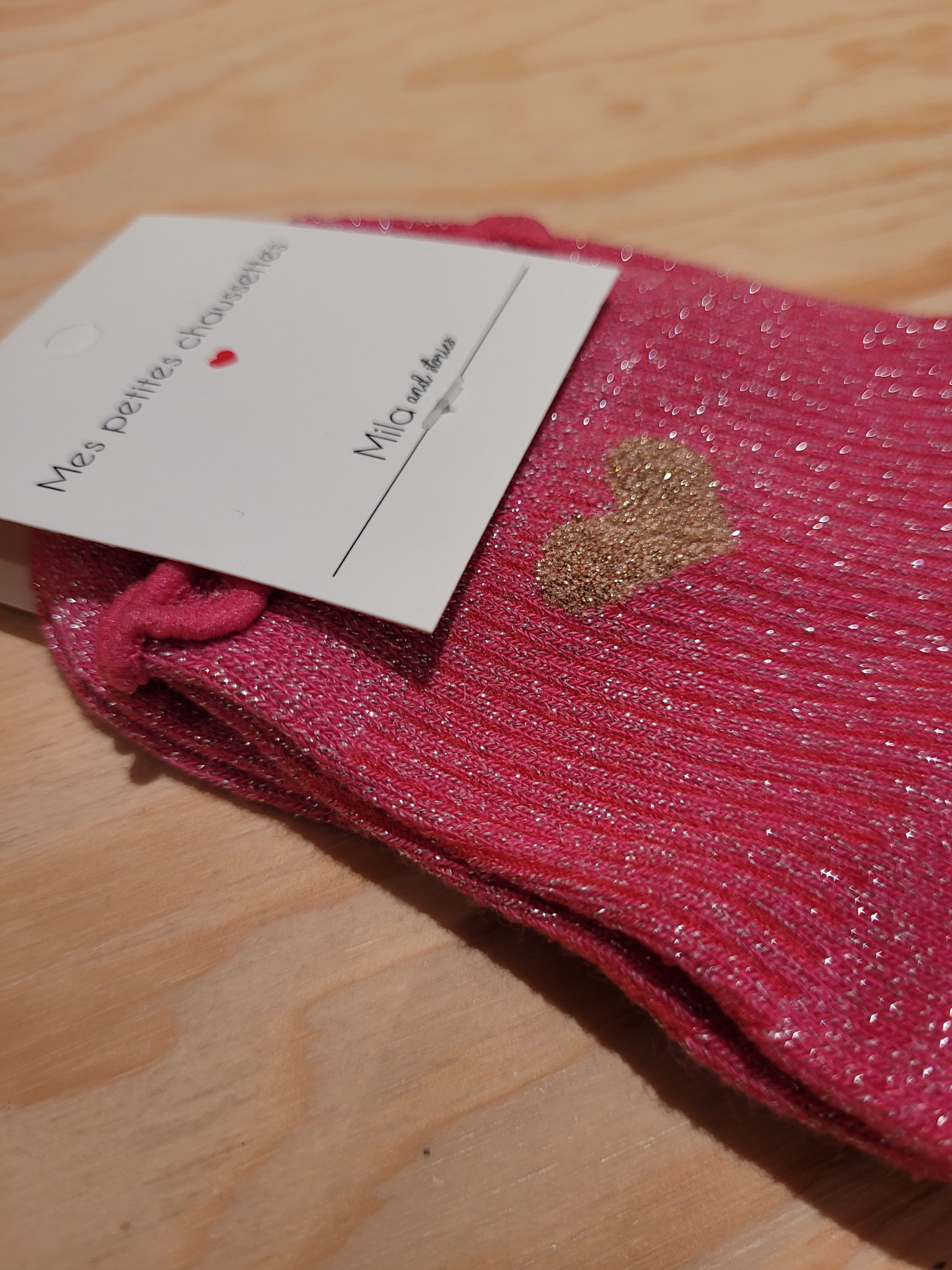 Frill heart short socks Fushia-2