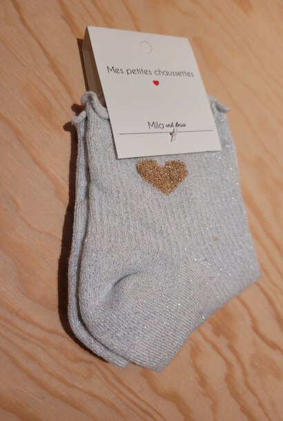 Frill heart short socks White