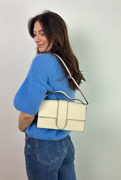 Farou rectangle calf leather bag Creme