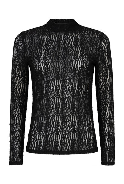 Roberta lace turtleneck top Black