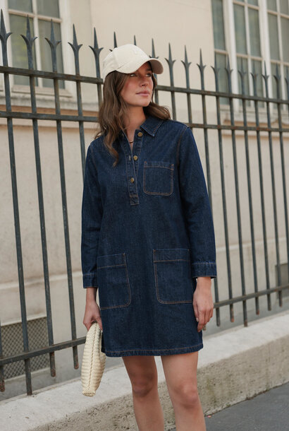 Rebecca minimal denim dress Dark Blue