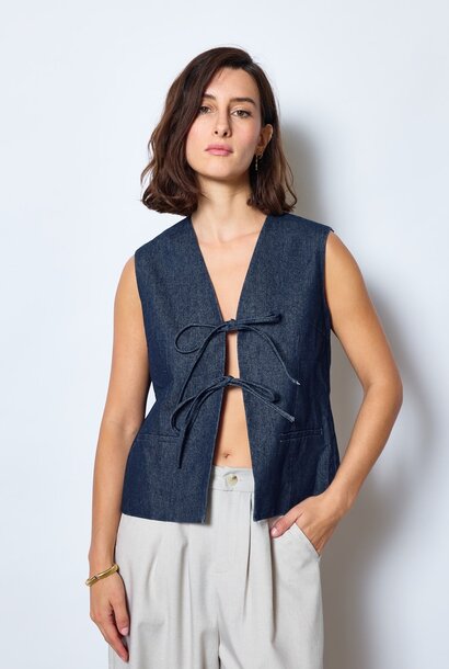 Falké denim bow gillet Dark Blue