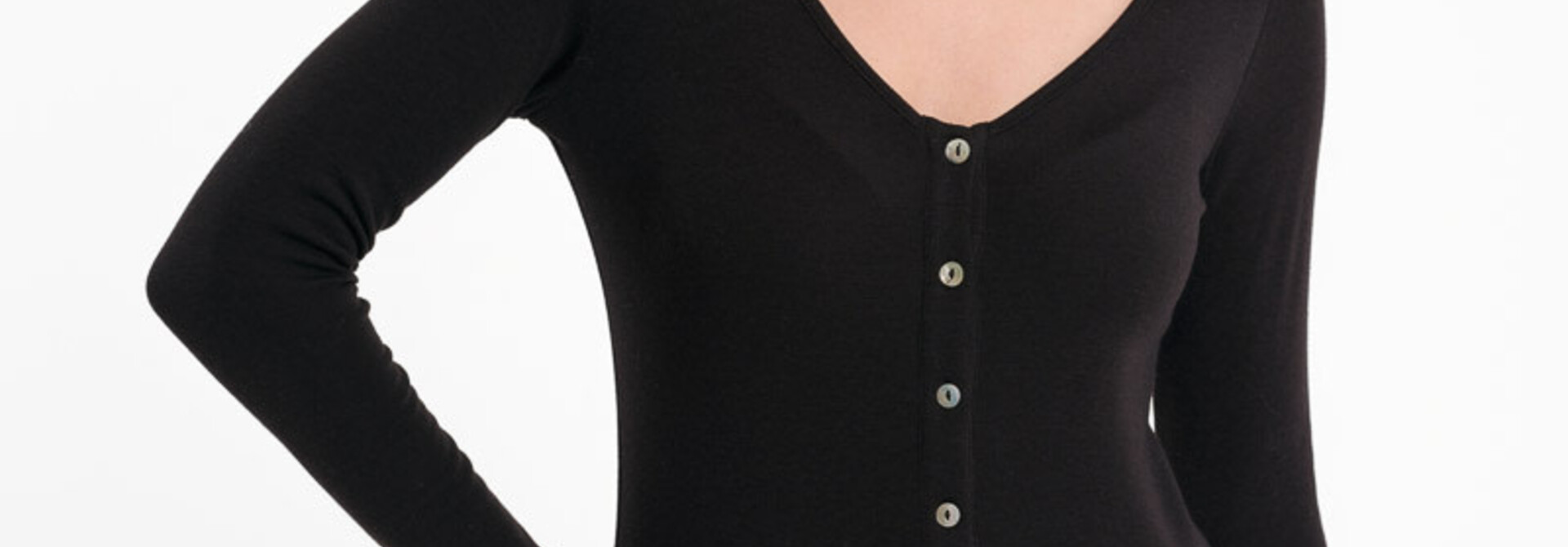 Mia soft knit buttom-up t-shirt Black
