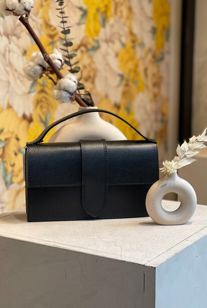 Farou rectangle calf leather bag Black