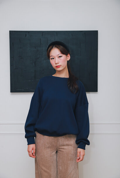 Kayne flock liner basic sweater Marine