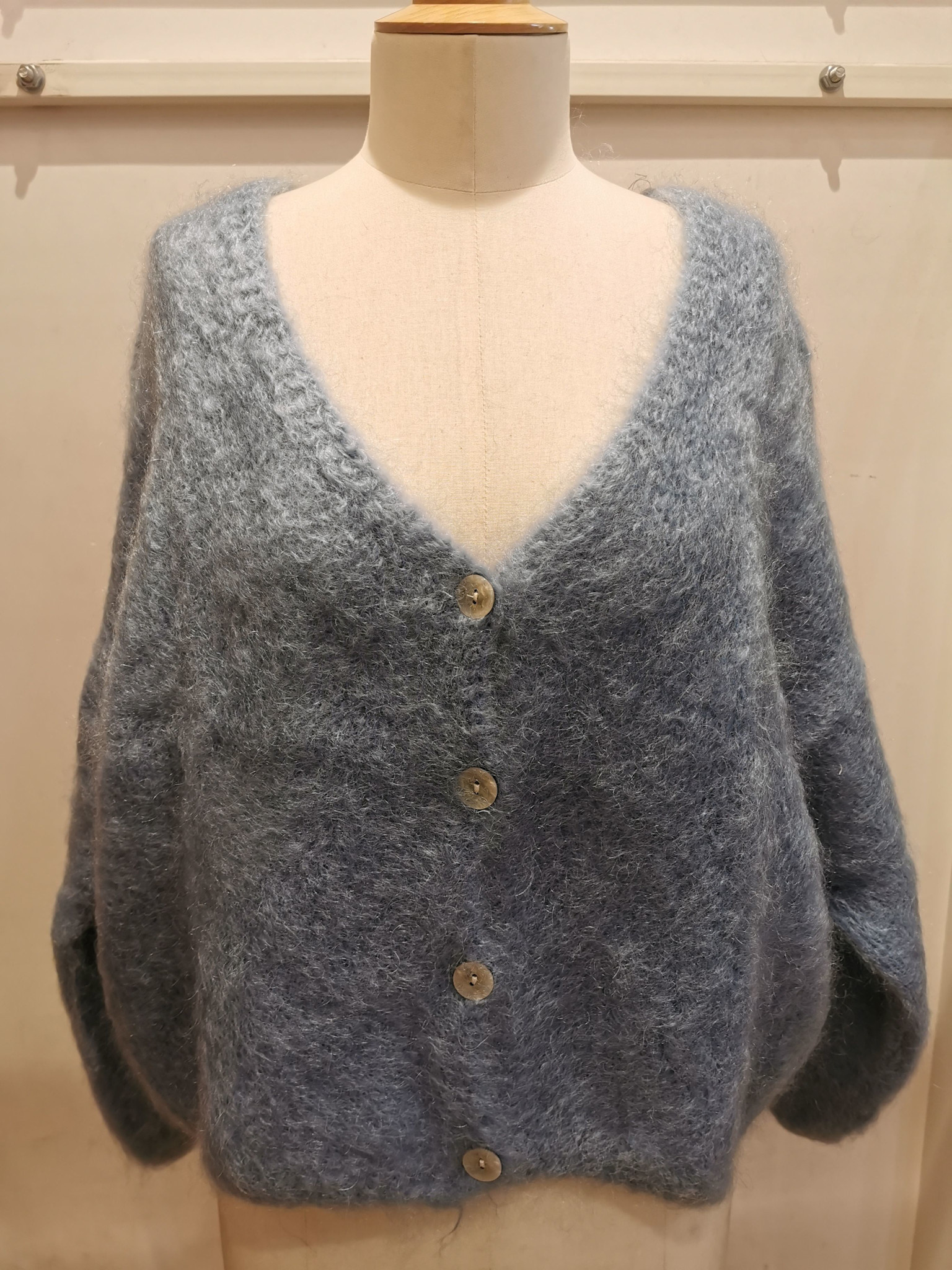 Noba oversized fluffy cardigan Denim-1