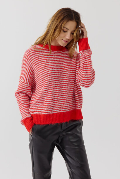 Robin soft striped knit Red
