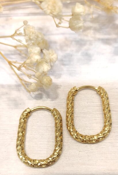 Babs structured rectangle hoop earrings Gold