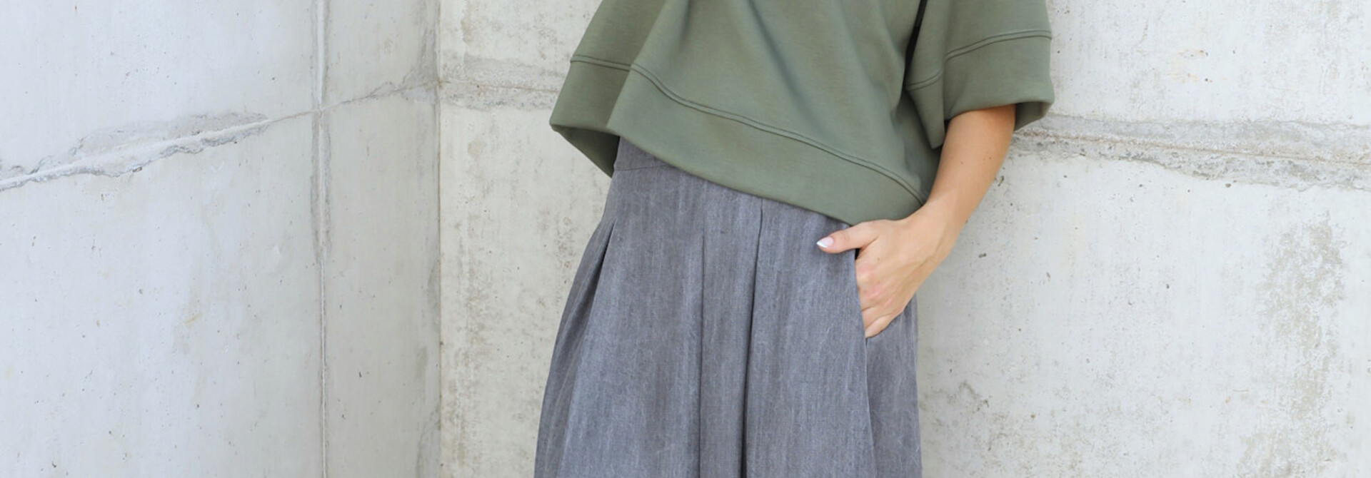 Saren acid wash denim skirt Grey