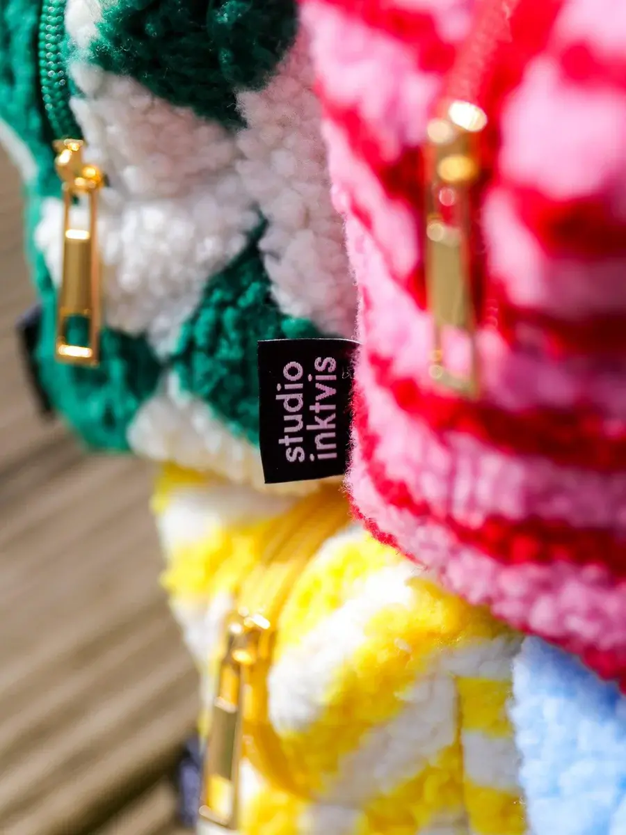 'Only Candy' stripped teddy bag Red/Pink-4