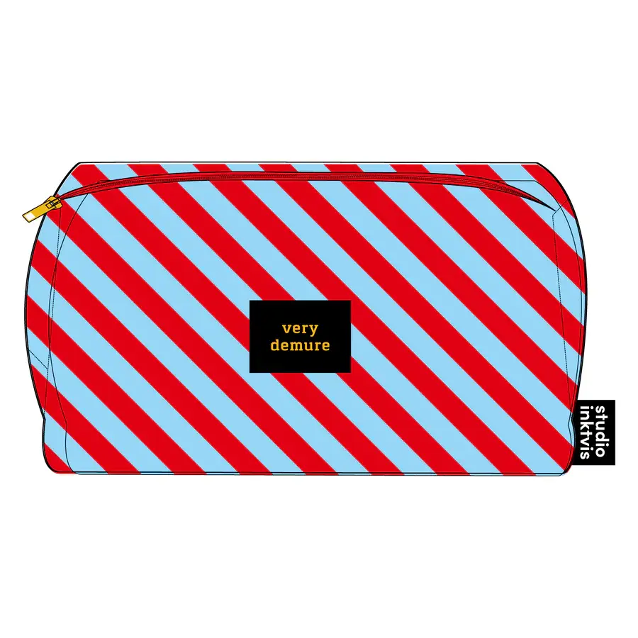 'Very Demure' stripped teddy bag Red/Light Blue-3