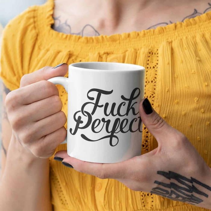 'Fuck Perfect' mug Black & White-4