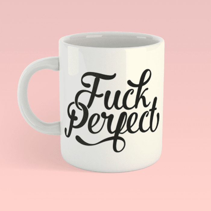 'Fuck Perfect' mug Black & White-5