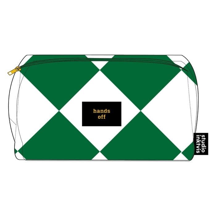 'Hands Off' harlequin diamond teddy bag Pine/White-4