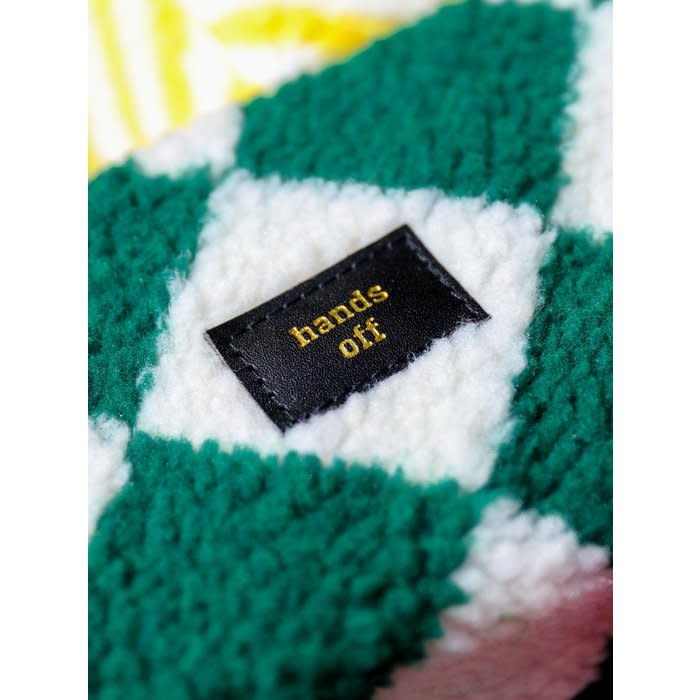 'Hands Off' harlequin diamond teddy bag Pine/White-2