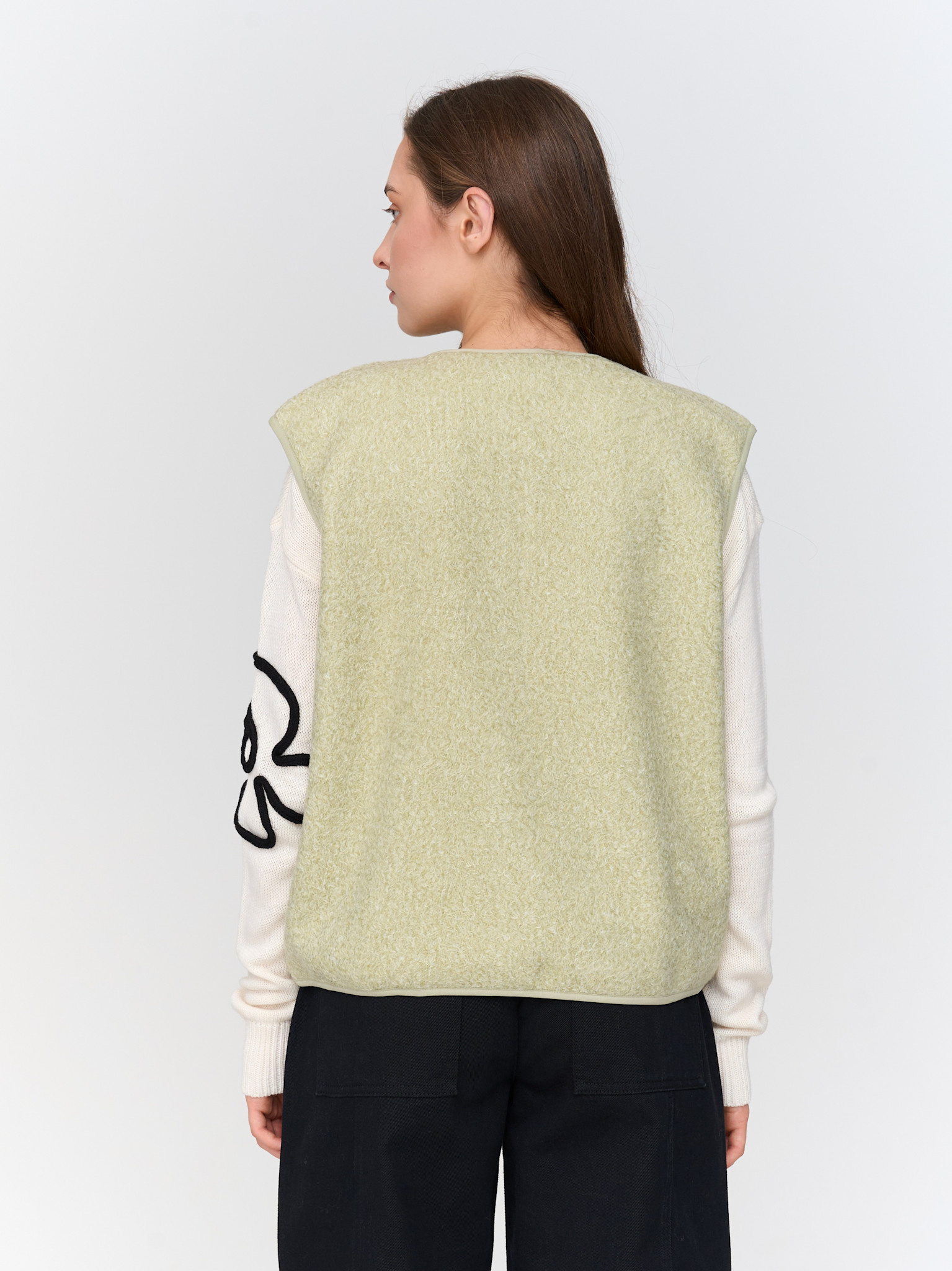 Fred bouclé felted gillet Green-3