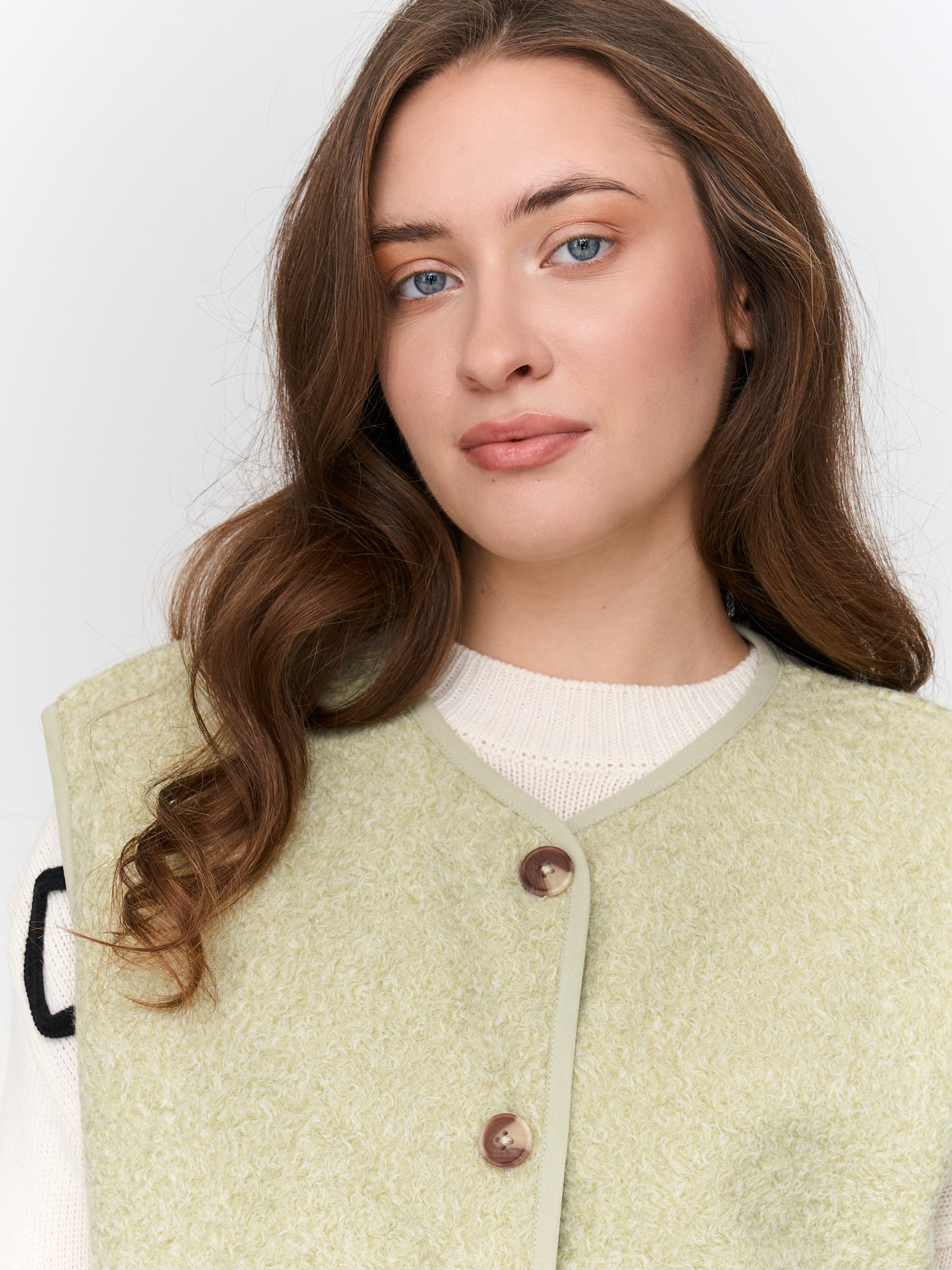 Fred bouclé felted gillet Green-2