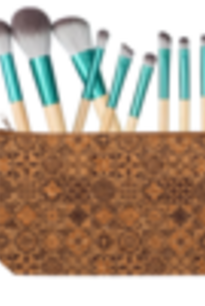 Giftset 10pc bamboo make-up brushes & cork bag
