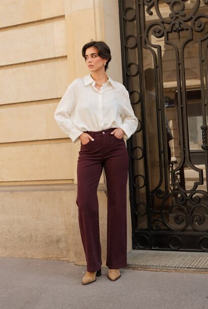 Barbara straight hw wide denim Burgundy