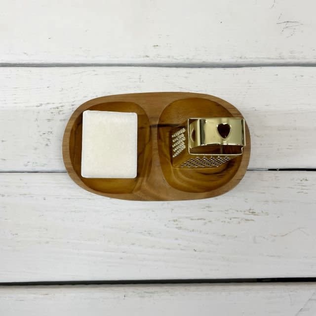 Duo compartments wooden tray Naturel-2