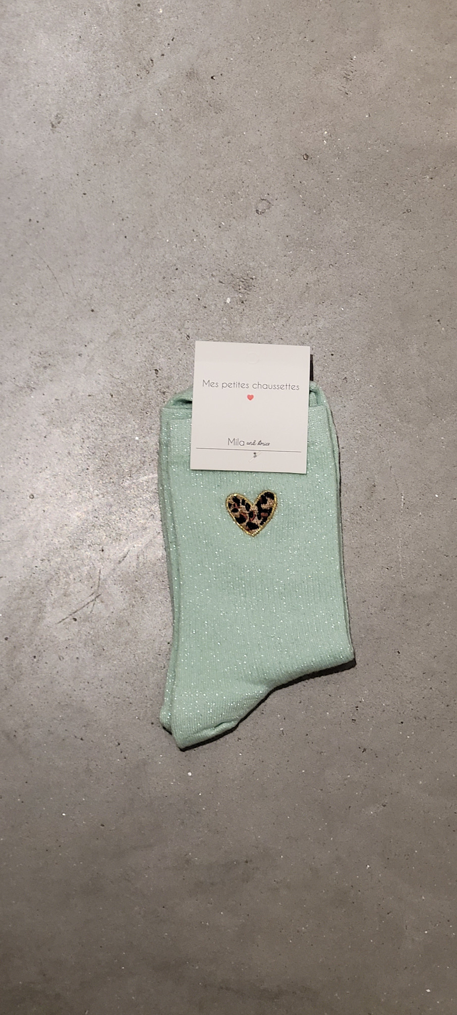 Leo heart sparkle socks Green-3