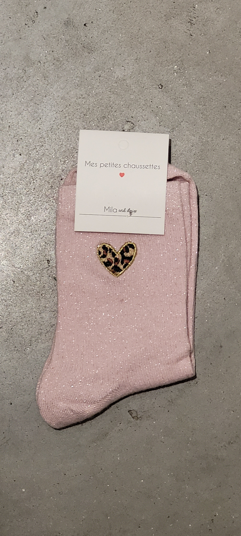 Leo heart sparkle socks Pink-3