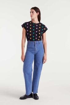 Culo heart bottom denim Stone Blue-4