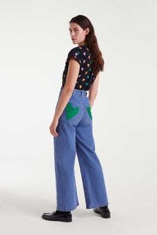 Culo heart bottom denim Stone Blue-5