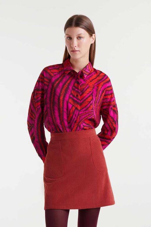 Tachar loose viscose blouse Burgundy Brown-1