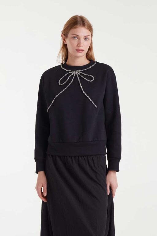 Lazo boxy diamant bow sweater Black-1