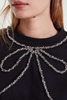 Lazo boxy diamant bow sweater Black-3