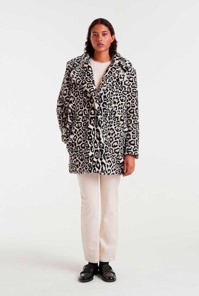 leopardo soft faux-fur coat Beige