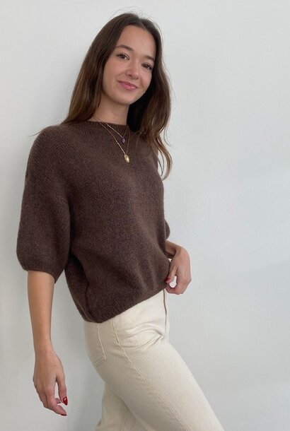 Agnea boxy s/s knit Choco Brown