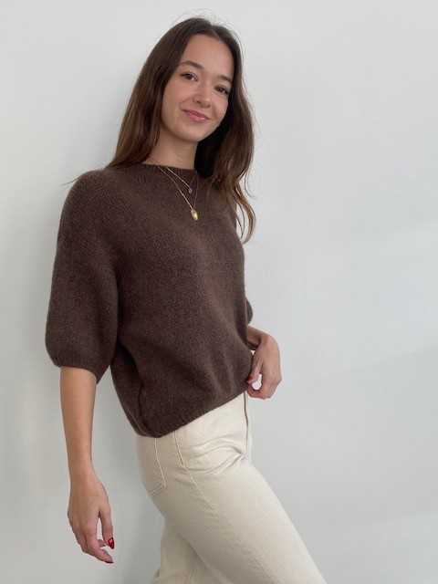 Agnea boxy s/s knit Choco Brown-1