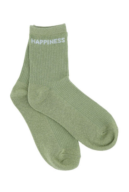 "Happiness" sparkle sock Olive Green