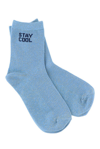 "Stay cool" sparkle socks Denim Blue
