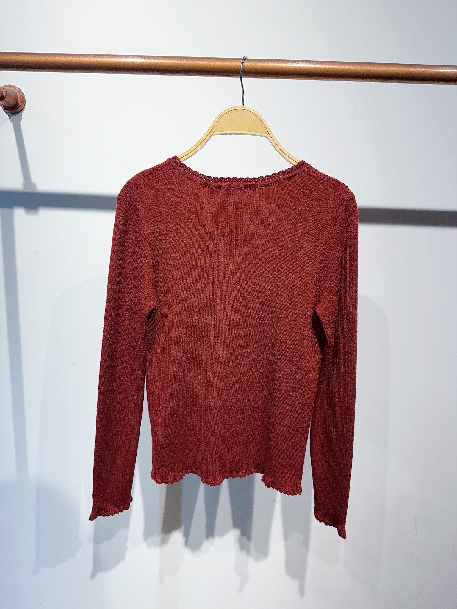 Cleo polo ruches rib t-shirt pull Burgundy-2