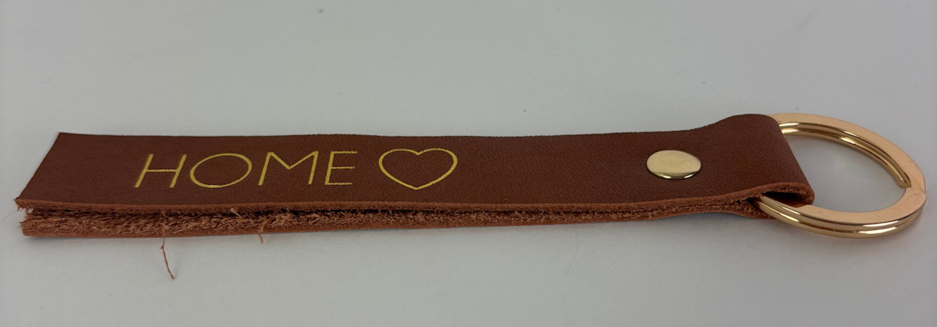 Home leather keychain Camel