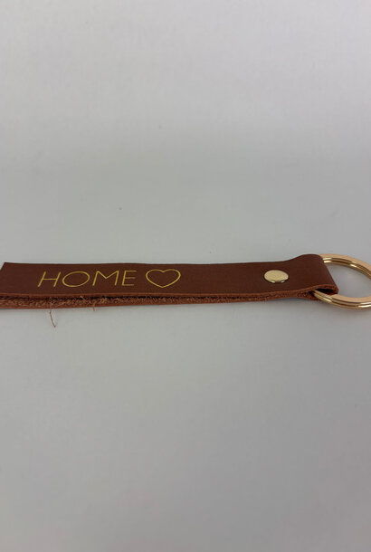 Home leather keychain Camel
