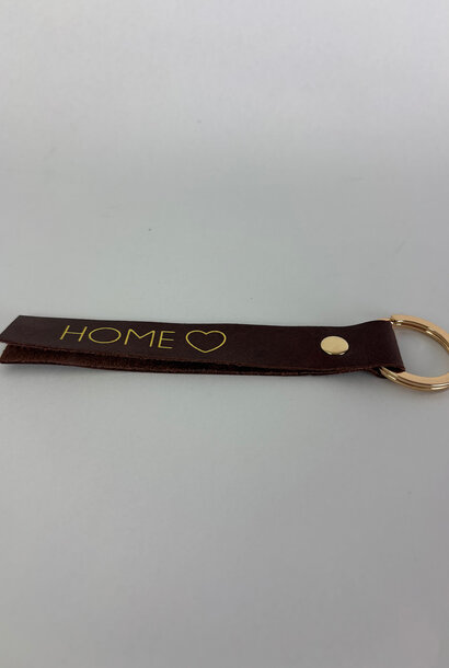 Home leather keychain Marron